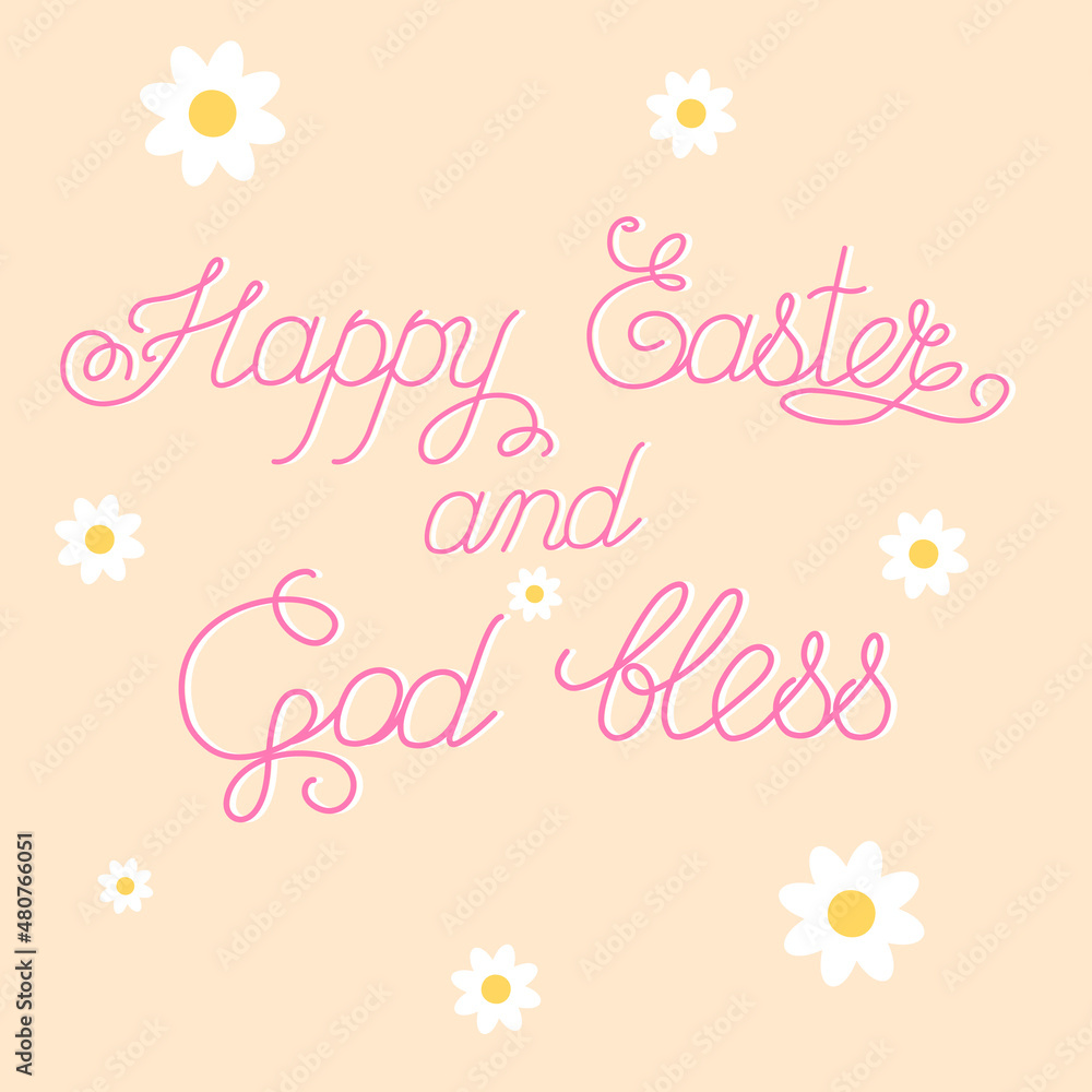 Naklejka premium Happy Easter and God bless you hand drawn vector illustration