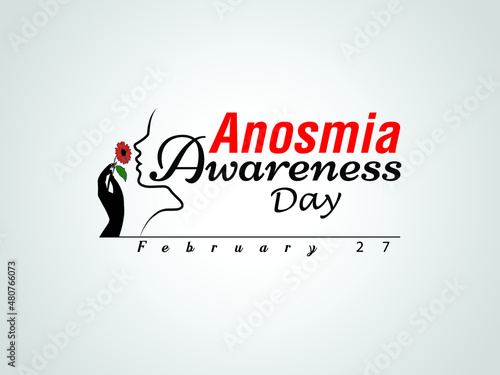 Anosmia Awareness day.  February 27th with Colored Mouth and Nose cartoon Concept. vector illustration.