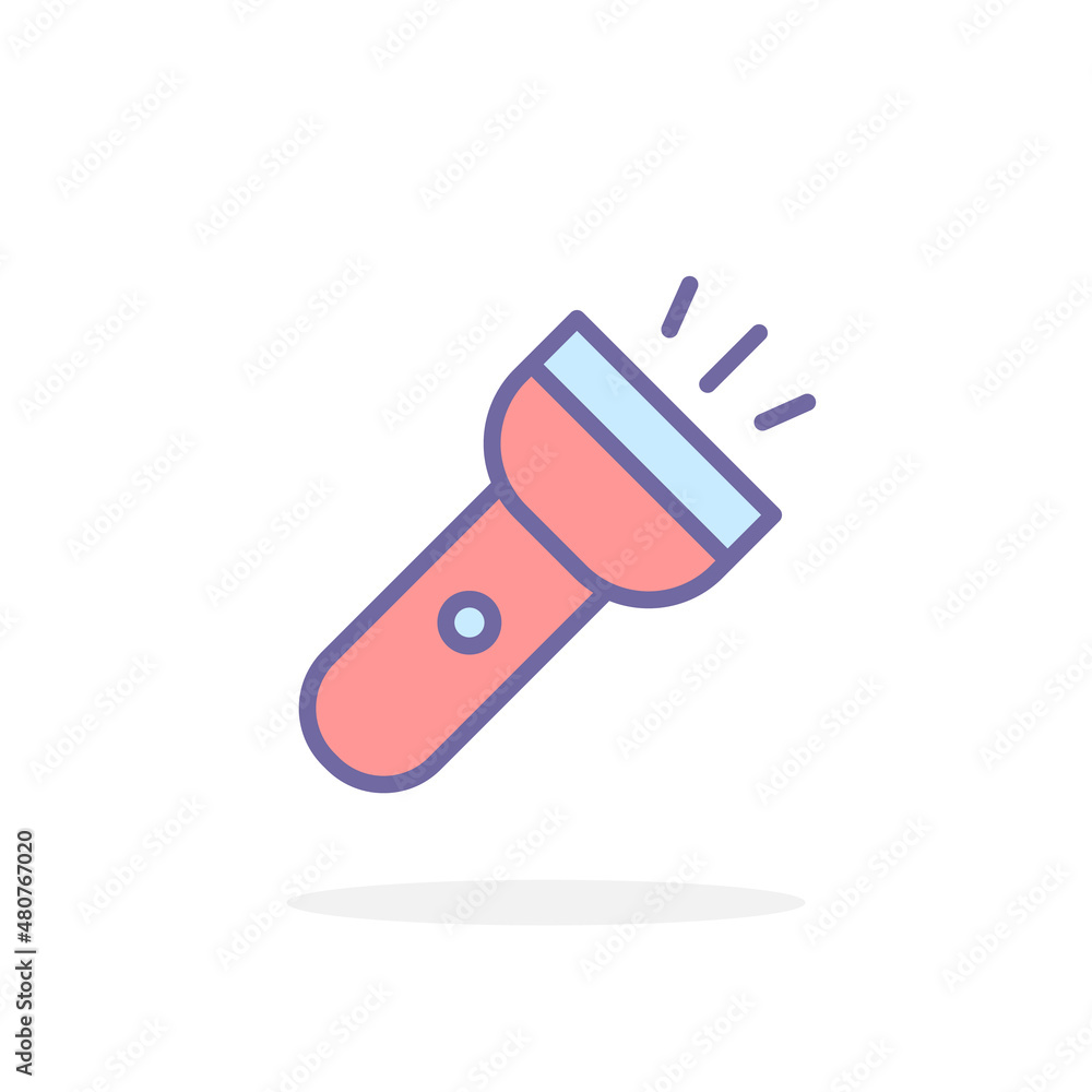 Flashlight icon in filled outline style. Flashlight icon in filled outline style.