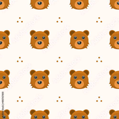 Seamless Pattern Abstract Elements Animal Bear Head Wildlife Vector Design Style Background Illustration Texture For Prints Textiles  Clothing  Gift Wrap  Wallpaper  Pastel