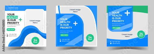 Healthcare social media post design ad banner templete set