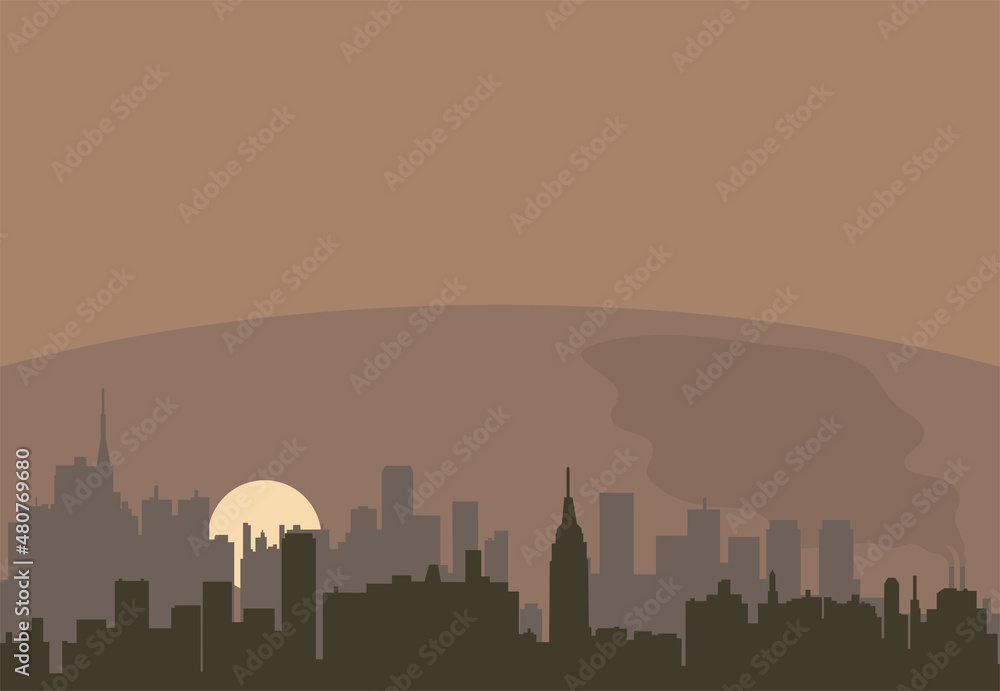 vector urban landscape of a city pollution