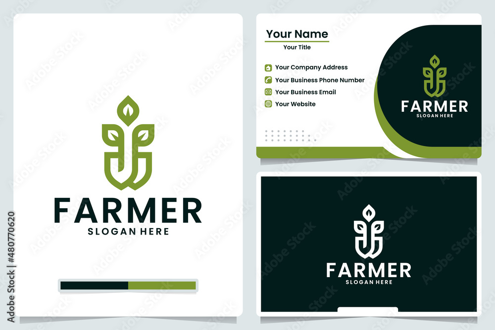 farmer ,natural shovel , logo design and business card farmer ,natural shovel , logo design and business card