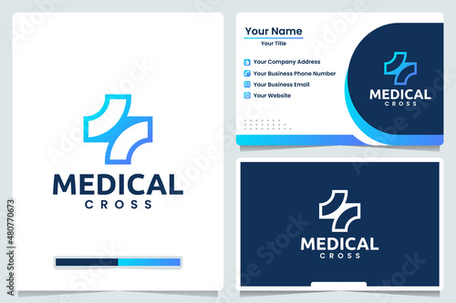 medical cross , technology , logo design and business card