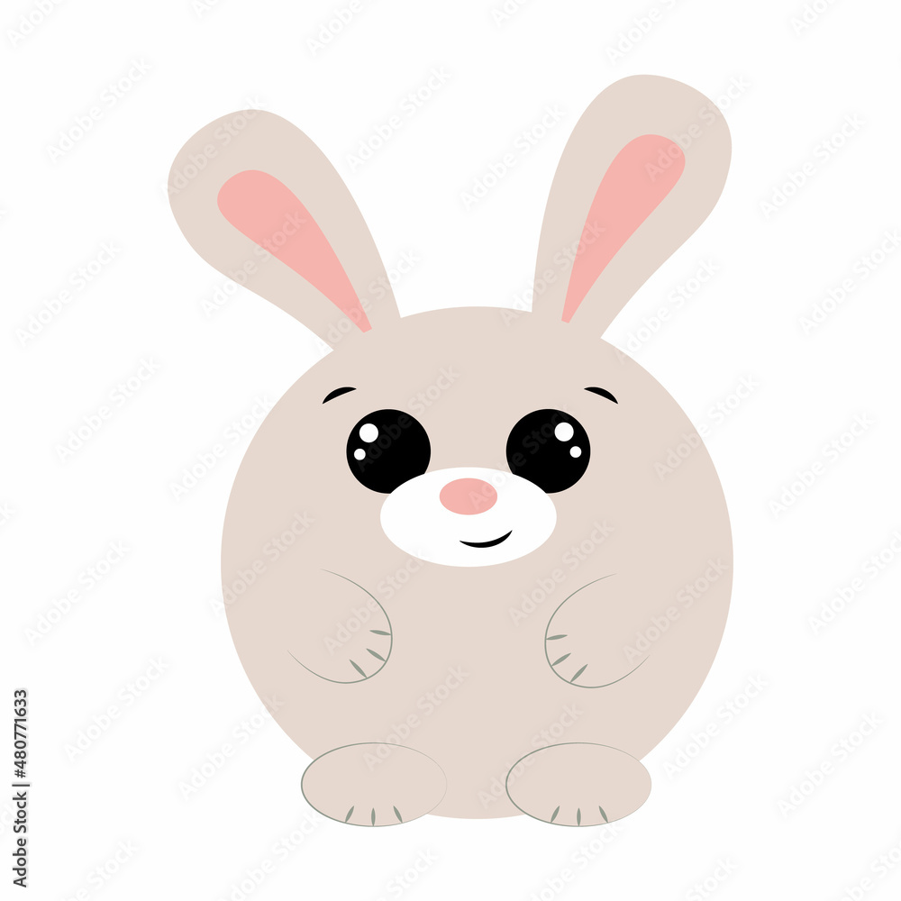 Cute cartoon round Rabbit. Draw illustration in color Cute cartoon round Rabbit. Draw illustration in color