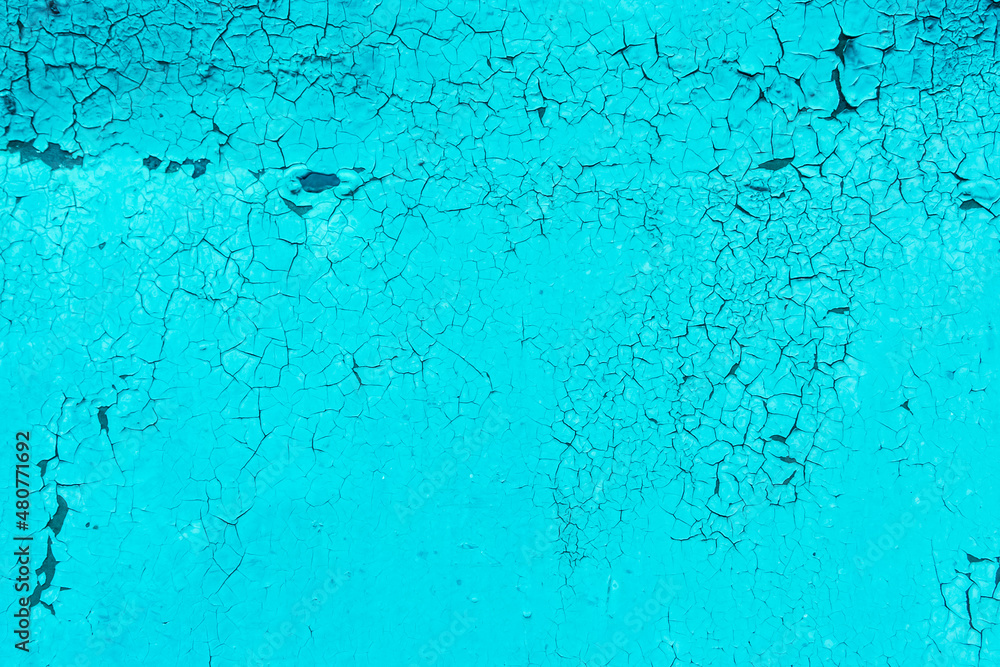 Blue old peeling paint steel cracked texture worn metal background surface weathered iron
