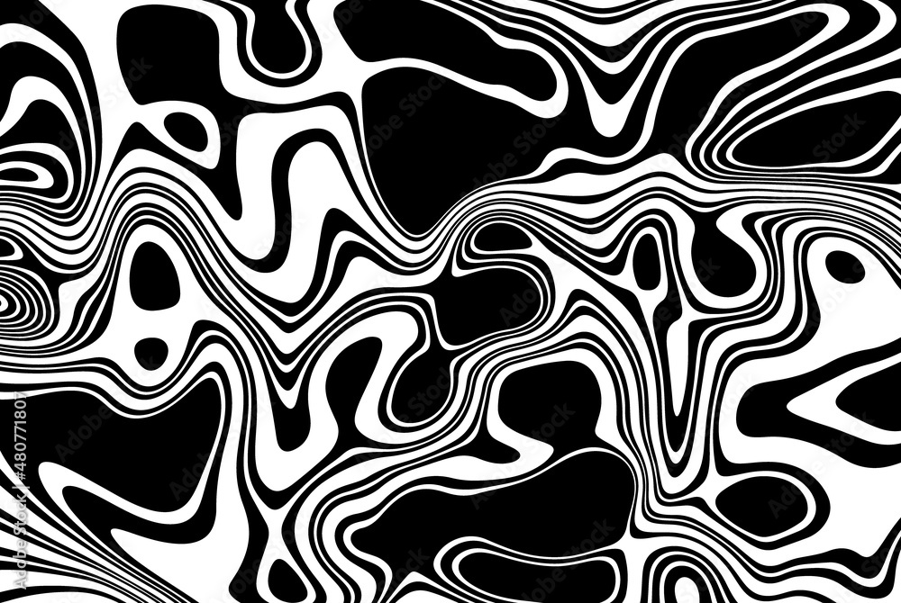 Black and white liquid texture. Abstract vector background. Monochrome ...