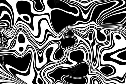 Black and white liquid texture. Abstract vector background. Monochrome marble pattern.