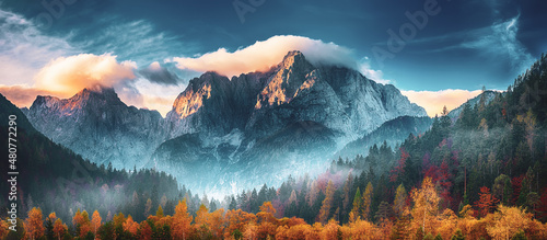 Canvas Print Triglav mountain peak at sunrise