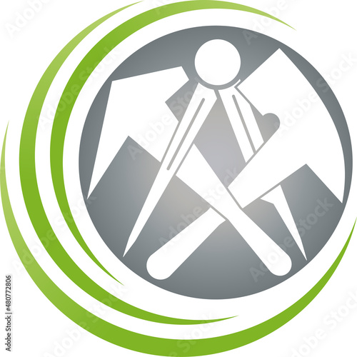 Dachdeckerwerkzeuge und Kreise, Werkzeuge, Dachdecker Logo, Icon