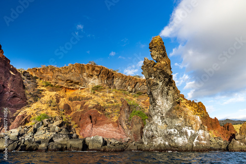 Praying Monk rock formation at Buccaneer Cove, Santiago Island, Galapagos