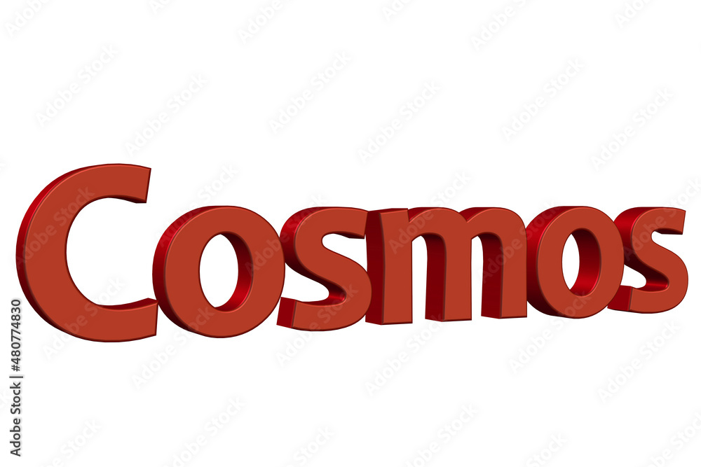 Cosmos. 3D render text on white background. Cosmos. 3D render text on white background.