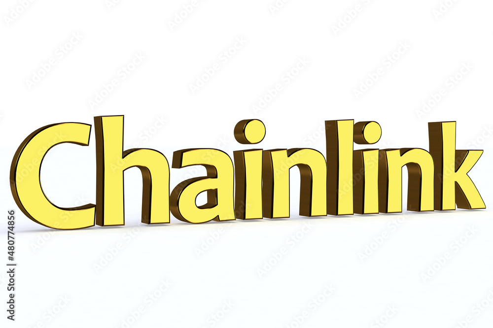 Chainlink. 3D render text on white background. Chainlink. 3D render text on white background.