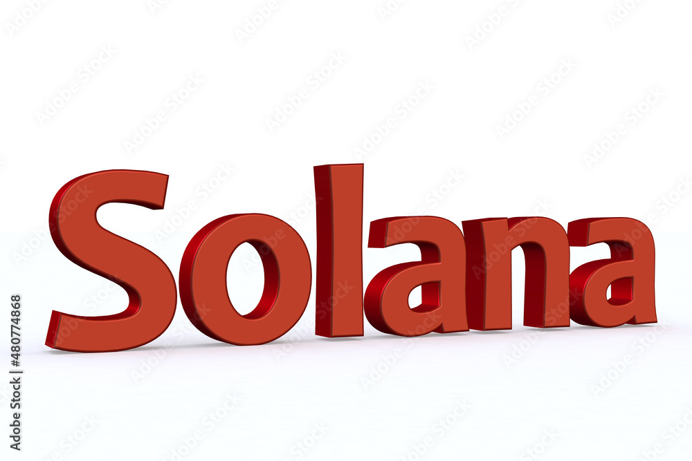 Solana. 3D render text on white background. Solana. 3D render text on white background.