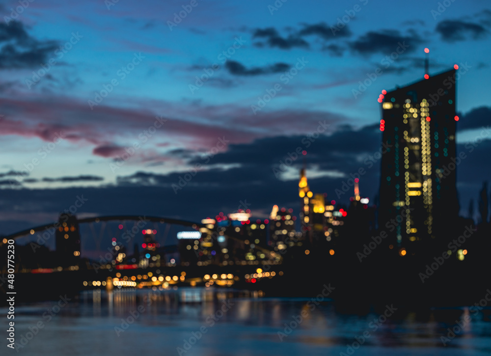 Naklejka premium Frankfurt Skyline Bokeh