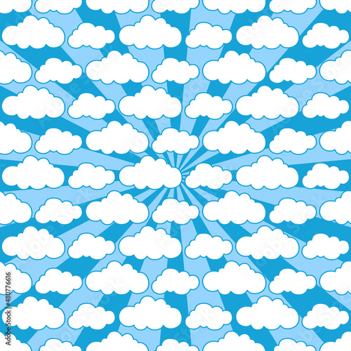 Fototapeta Naklejka Na Ścianę i Meble -  Sky Clouds Seamless Pattern for party, anniversary, birthday. Design for banner, poster, card, invitation and scrapbook