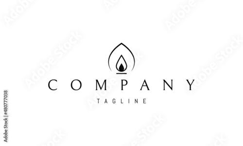 Vector logo on which an abstract image of a lantern in the form of a drop.