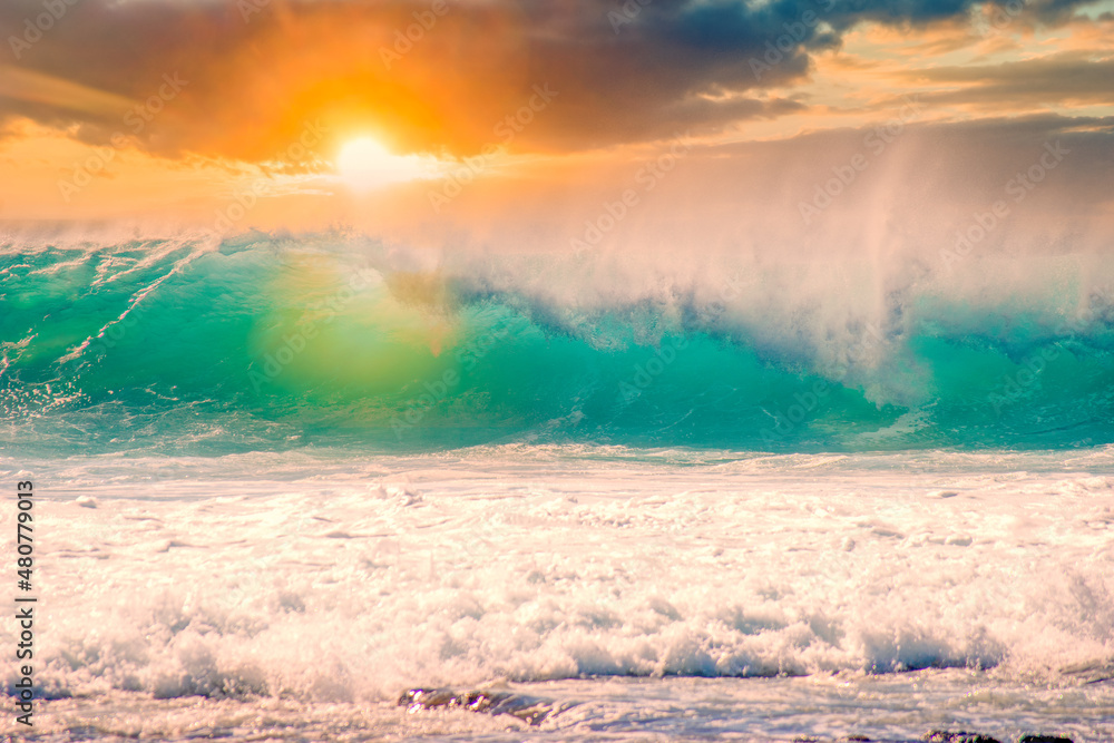 perfekte Wellen auf Fuerteventura zum Sonnenuntergang