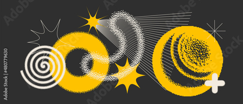 Universal trendy textured geometric bright bold shapes set