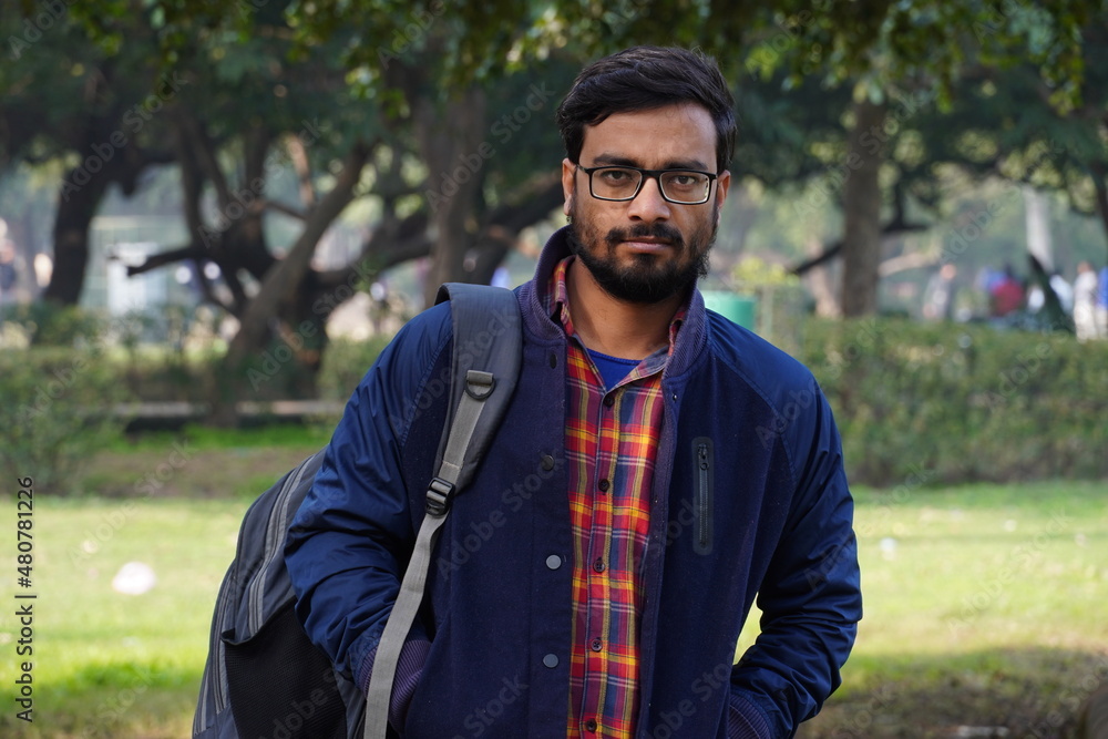 Young man going for job interview with bag and hope Young man going for job interview with bag and hope