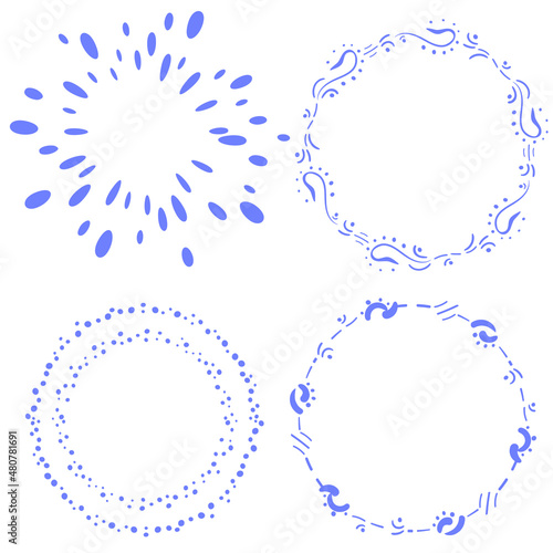 Round Seamless ornament. Abstract wreath. Rumors and dashes.Splashes of ink.Doodle Border for postcards, banners. vector