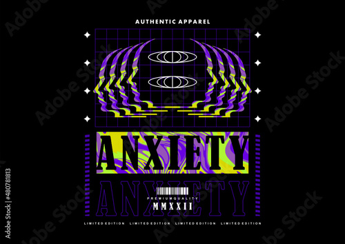 Anxiety Aesthetic Abstract Illustration t shirt design, vector graphic, typographic poster or tshirts street wear and Urban style