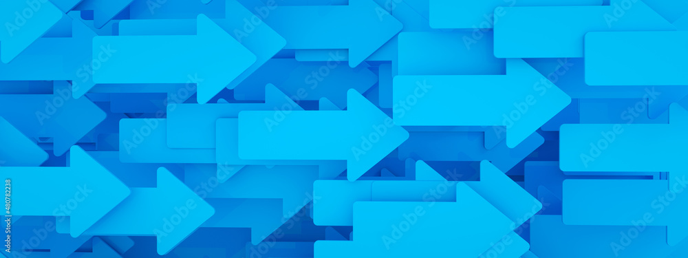 blue arrows background, 3d rendering, panoramic image blue arrows background, 3d rendering, panoramic image