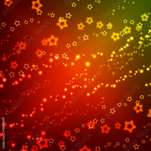 Bright festive bokeh background with stars.