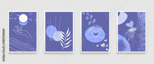 A set of vertical layouts in A4 format in very peri color.