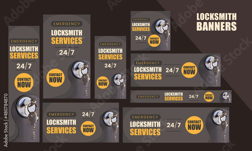 Locksmith urgency services and repairs Website banners, google ads, post and stories photo