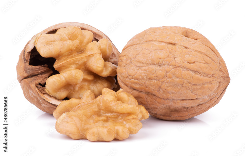 Group of walnuts isolated on white background Group of walnuts isolated on white background