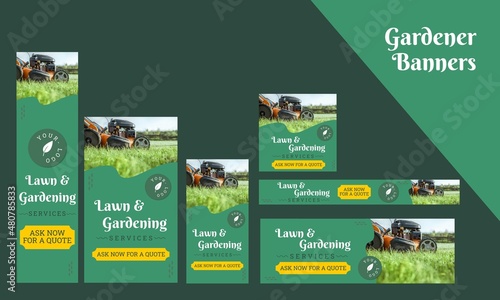 Lawn and gardening services Website banners,  google ads, post and stories