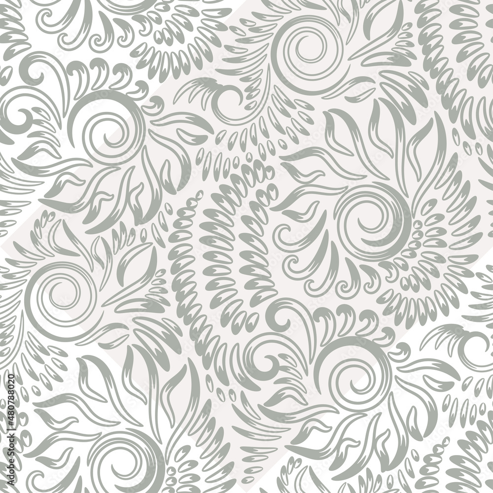 Seamless  background with grey baroque pattern. retro illustration. Ideal for printing on fabric or paper.