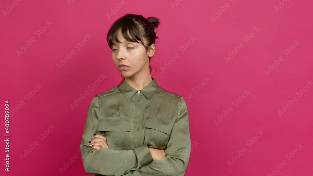 Pretty woman looking side over isolated background Pretty woman looking side over isolated background