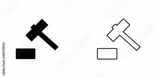 Auction hammer vector icon. Court tribunal flat icon. Law hammer.