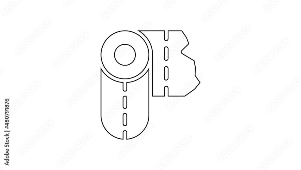 Black line Paper towel roll icon isolated on white background. 4K Video motion graphic animation Black line Paper towel roll icon isolated on white background. 4K Video motion graphic animation