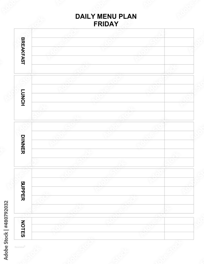 dayly menu plan for every day. family menu for today. minimalist list. Meal planner dayly menu plan for every day. family menu for today. minimalist list. Meal planner