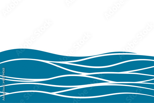 Blue water sea wave abstract lines style vector background