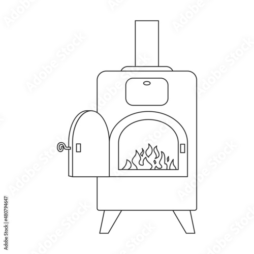 Fireplace vector icon.Outline vector icon isolated on white background fireplace.