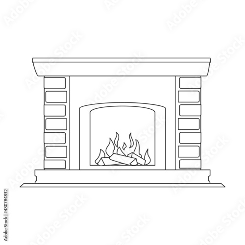 Fireplace vector icon.Outline vector icon isolated on white background fireplace.