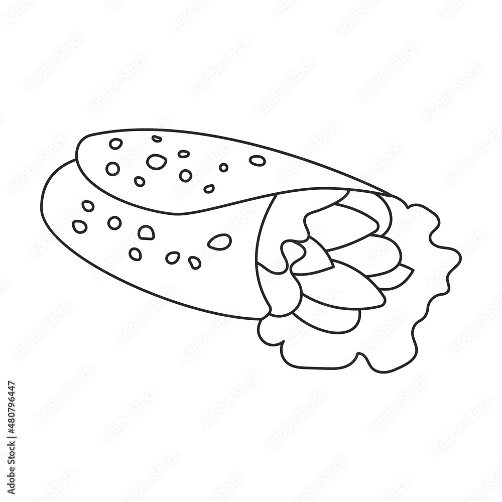 Shawarma vector icon.Outline vector icon isolated on white background shawarma. Shawarma vector icon.Outline vector icon isolated on white background shawarma.