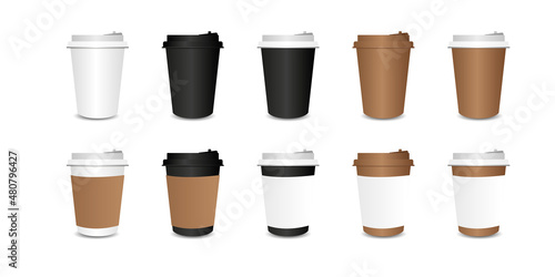 Set of paper coffee cups for your design mock up.