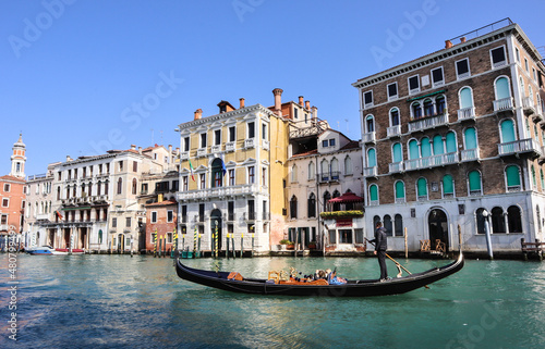 Venetian Gondola in Grand Canal of Venice  Italy.