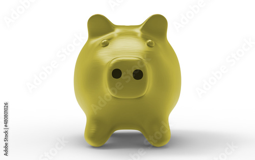 Yellow Piggy bank to save money economy finance and savings concept 3D illustration