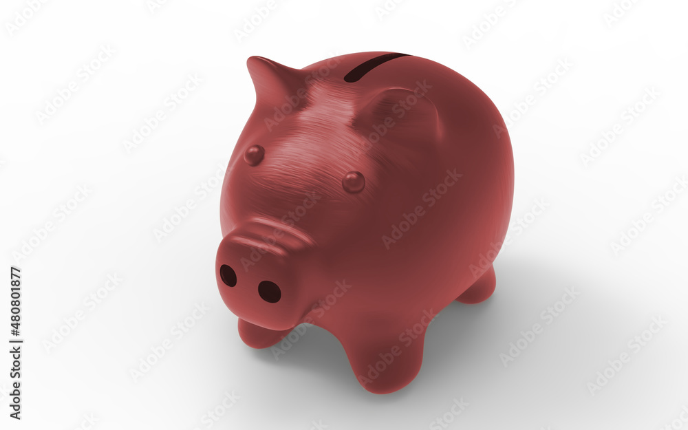 Piggy bank red to save money economy finance and savings concept 3D illustration Piggy bank red to save money economy finance and savings concept 3D illustration
