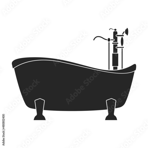 Bath tub vector icon.Black vector icon isolated on white background bath tub.