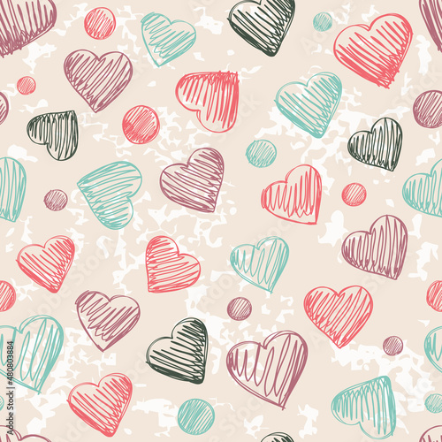 Cute pattern with hearts in beautiful colors.