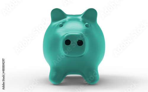 Piggy bank light blue to save money economy finance and savings concept 3D illustration