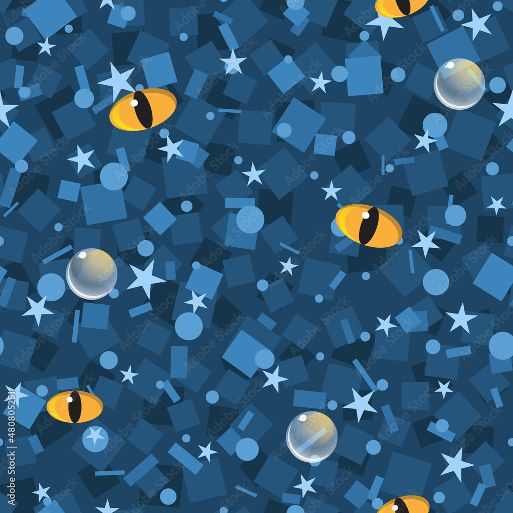 Φωτογραφία Abstract vector seamless pattern with crystal balls, yellow eyes with a vertical