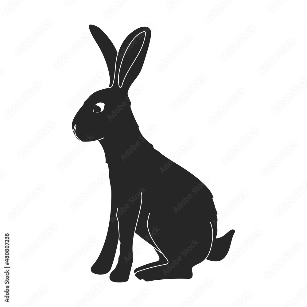 Rabbit vector black icon. Vector illustration bunny on white background. Isolated black illustration icon of rabbit.